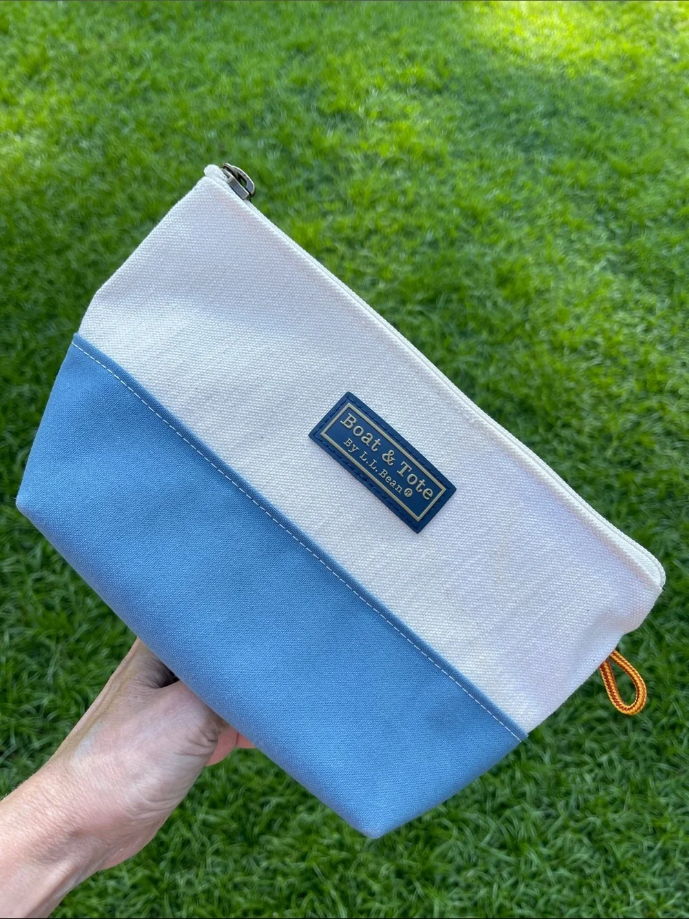 L. L. Bean Boat and Tote Zip Pouch, Blue & Canvas Monogrammed